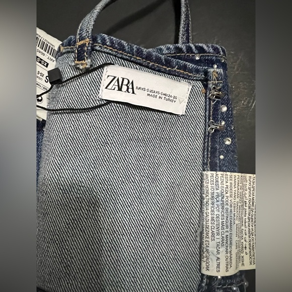 ZARA RHINESTONE DENIM CROP TOP SIZE XS/S - Picture 5 of 7